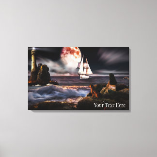 Phare de nuit avec toile de lune géante Imprimer