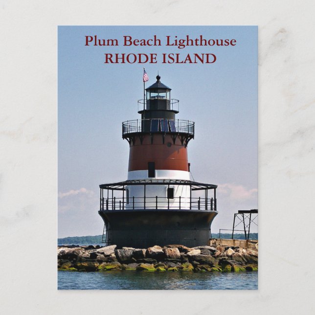 Phare de Plum Beach, carte postale de Rhode Island (Devant)
