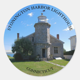 Phare de port de Stonington, autocollants ronds de