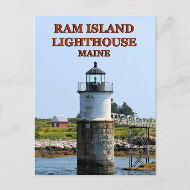 Phare de Ram Island, carte postale du Maine (Devant)