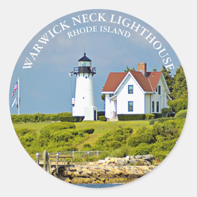 Phare de Warwick Neck, Sticker rond RI (Devant)