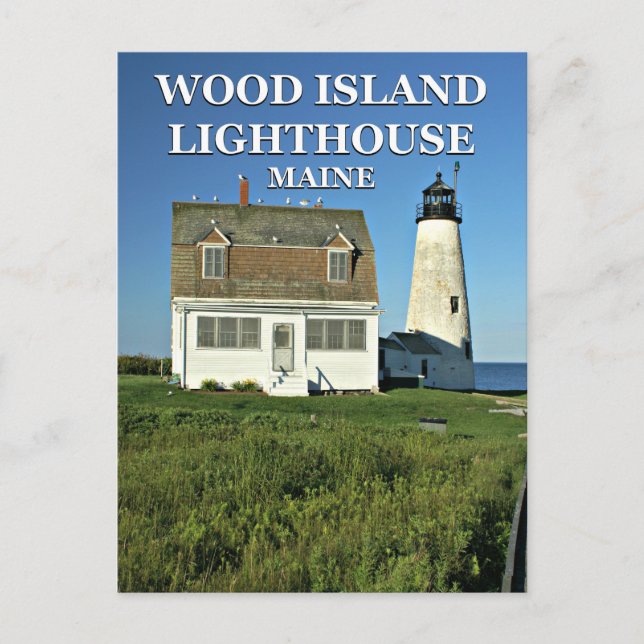 Phare de Wood Island, carte postale du Maine (Devant)