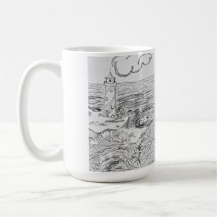 Phare dessiné à la main sur une tasse