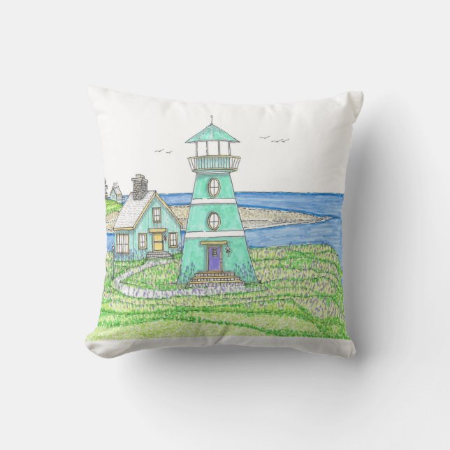 Phare d'été 3; Oreiller d'intérieur; Bleu (Recto)
