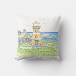 Phare d'été 4; Coussin de jet intérieur; Bleu