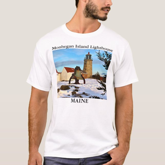 Phare d'île de Monhegan, T-shirt du Maine (Devant)