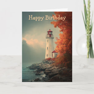 Phare en automne Carte d'anniversaire automne