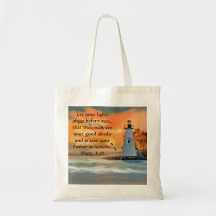 Phare et coucher de soleil Bible Verse Sac fourre-