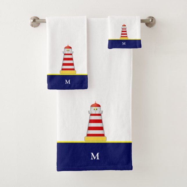 Phare et monogramme en bleu et blanc (En situation)