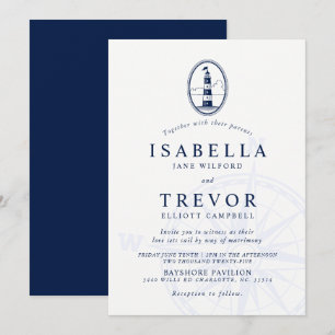Phare Faire-part de mariage nautique Solid Navy