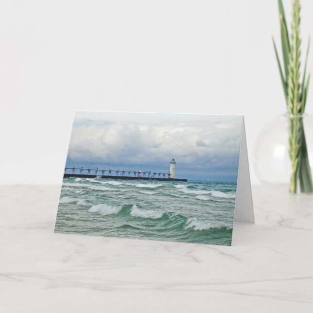 Phare Manistee Avec Carte De Voeux Haut (Devant)