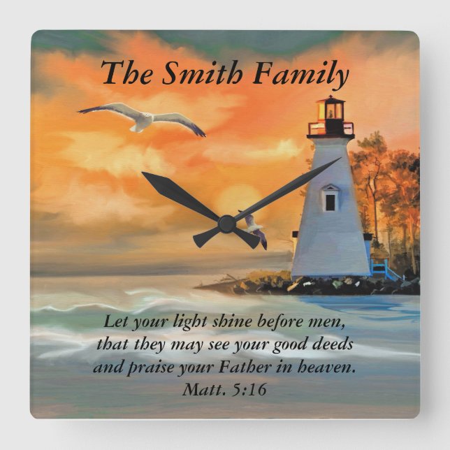 Phare Personnalisé Bible Seagull Verse Horloge (Recto)