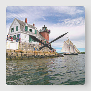 Phare Rockland Breakwater, Maine Horloge murale