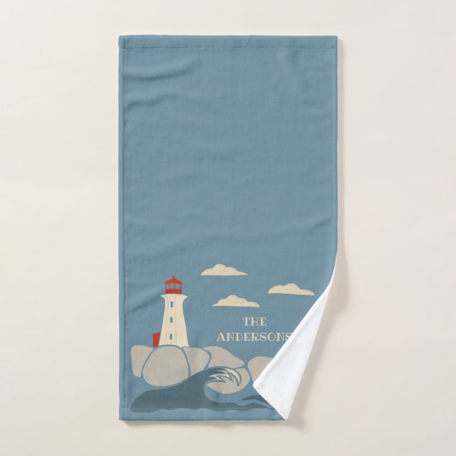 Phare sur une côte rocheuse (Serviette à main)