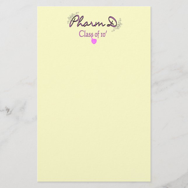 Pharm D Class of 2010 PINK Stationery (Front)