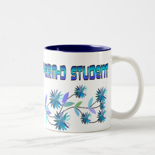 Pharm D Student Blue Flowers Design Two-Tone Coffee Mug