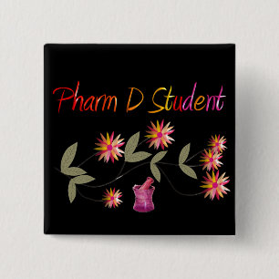 Pharm D Student Floral Design 2 Inch Square Button