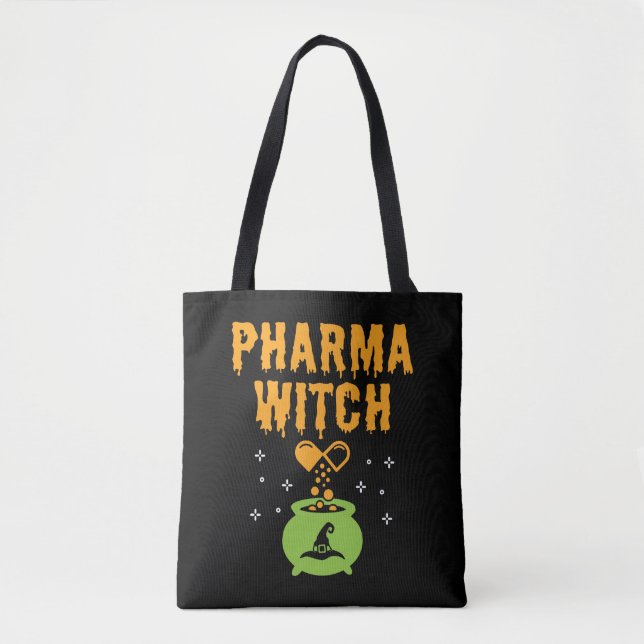 Pharma Witch Pharmacist Halloween Pharmacy Tech Tote Bag (Front)