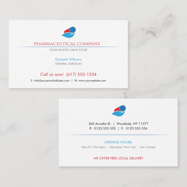 Pharmaceutical company | Drug Store Business Card (Front/Back)