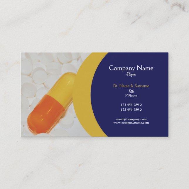 Pharmaceutical tablets medical Practitioner's Business Card (Front)