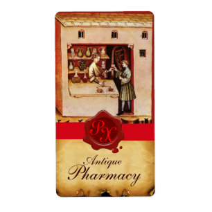 PHARMACIE ANTIQUE MONOGRAMME DE SCEAU DE CIRE ROUG