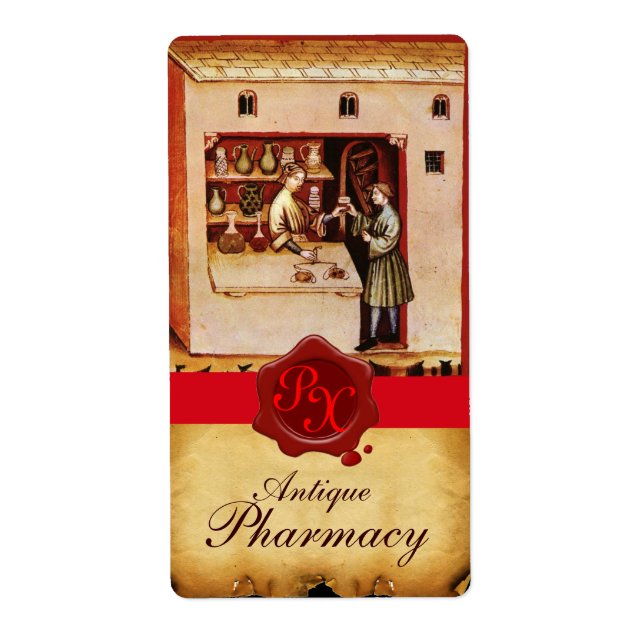 PHARMACIE ANTIQUE MONOGRAMME DE SCEAU DE CIRE ROUG (Devant)