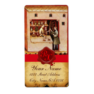 PHARMACIE ANTIQUE MONOGRAMME DE SCEAU DE CIRE ROUG