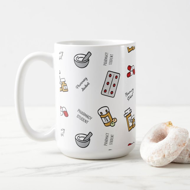 Pharmacie Étudiants icônes café Mug (Avec donut)