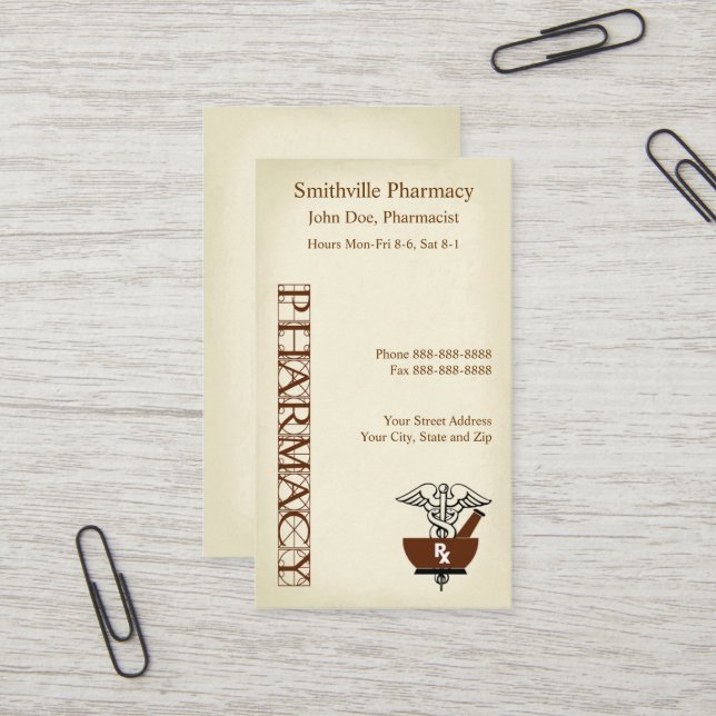 Pharmacien Carte de visite (Devant/Arrière en situation)