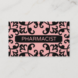 Pharmacien Peach Damask Carte de visite
