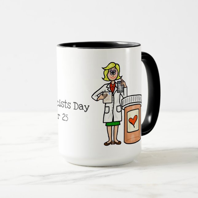 Pharmacienne avec bouteille de pilule Mug (Devant droit)