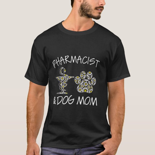 Pharmacist And Dog Mom Wildflowers Daisy Long Slee T-Shirt (Front)