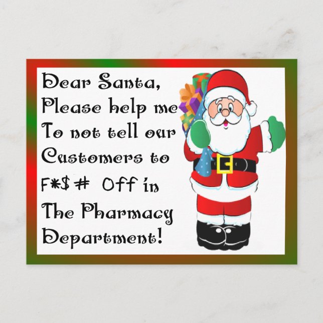 Pharmacist Christmas Themed Gifts Holiday Postcard (Front)
