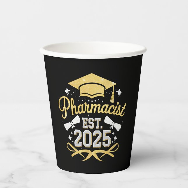 Pharmacist Est 2025 Pharmacy Graduation Paper Cups (Front)
