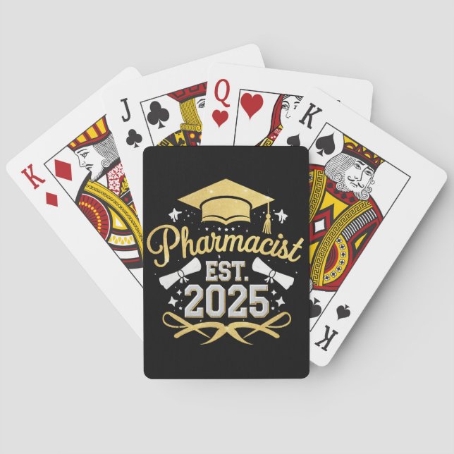 Pharmacist Est 2025 Pharmacy Graduation Playing Cards (Back)