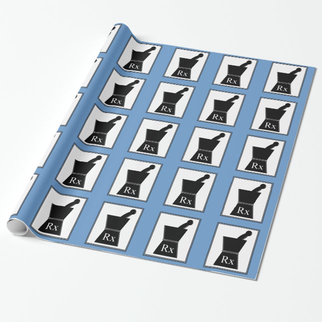Pharmacist Gift Wrapping Paper Pestle and Mortar (Unrolled)