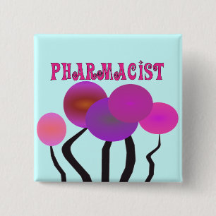 Pharmacist Gifts Artsy Trees Design 2 Inch Square Button