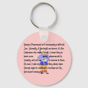 Pharmacist Gifts "Brink of Insanity" Story Art Keychain