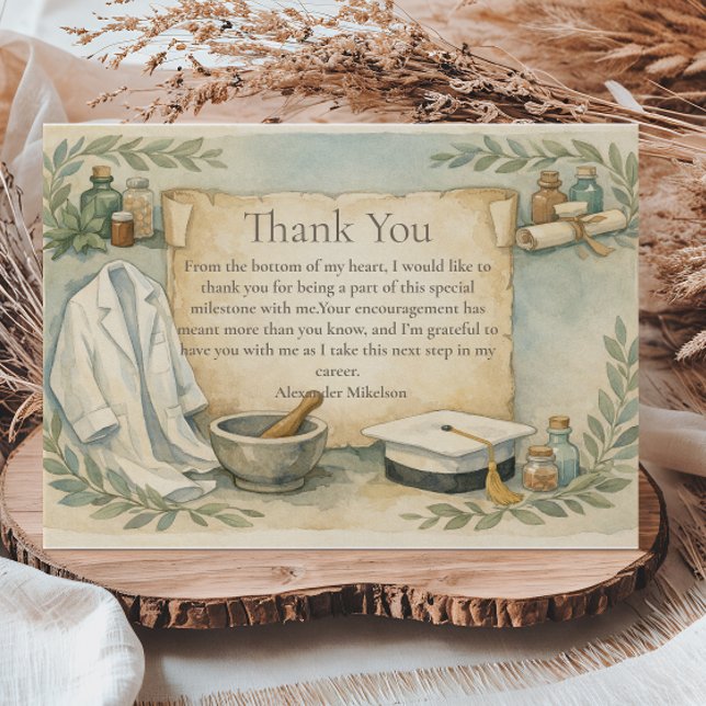 Pharmacist Graduation Celebration Thank You Card (Creator Uploaded)