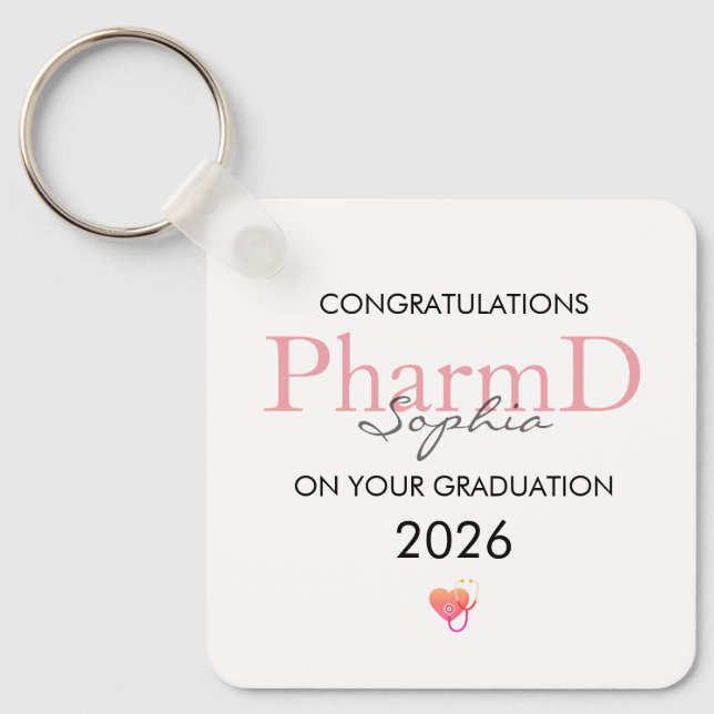 Pharmacist Graduation Personalized Name Year Keychain (Front)