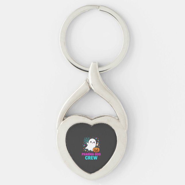 Pharmacist Halloween Pharma-Boo Crew Ghost Design_ Keychain (Front)