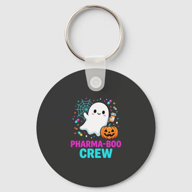 Pharmacist Halloween Pharma-Boo Crew Ghost Design_ Keychain (Front)