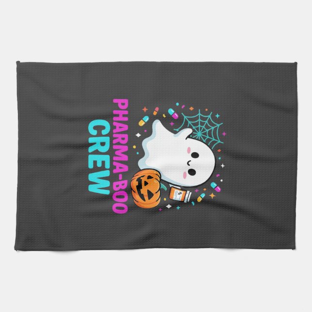 Pharmacist Halloween Pharma-Boo Crew Ghost Design_ Kitchen Towel (Horizontal)