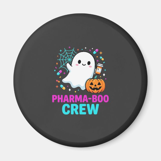 Pharmacist Halloween Pharma-Boo Crew Ghost Design_ Magnet (Front)