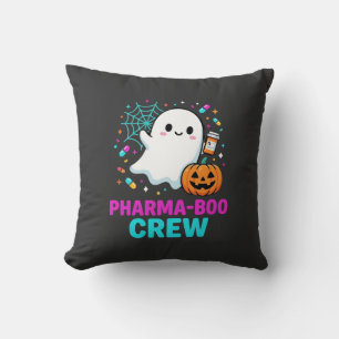 Pharmacist Halloween Pharma-Boo Crew Ghost Design_ Throw Pillow
