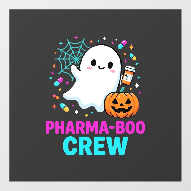 Pharmacist Halloween Pharma-Boo Crew Ghost Design_ Window Cling (Sheet)