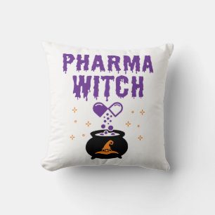 Pharmacist Halloween Pharmacy Tech Pharma Witch Throw Pillow