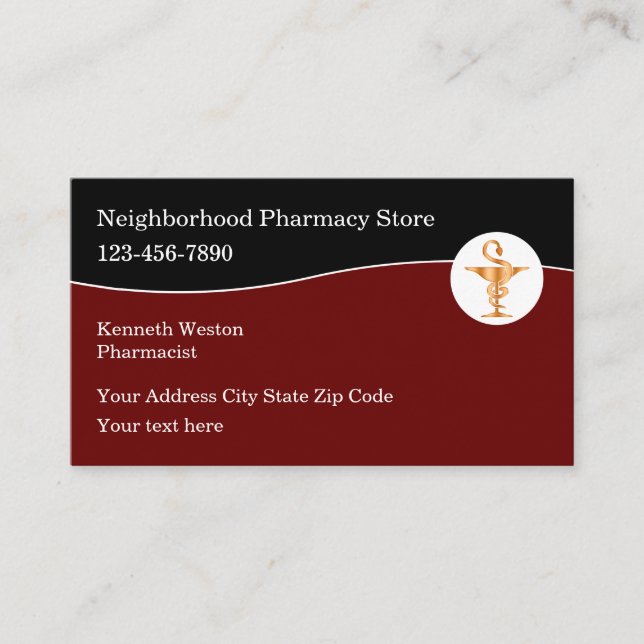 Pharmacist Medical Pharmacy Business Cards (Front)