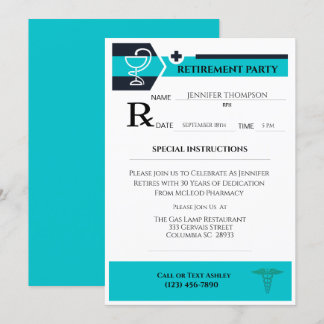 Pharmacist Medical Prescription Pad Retirement   Invitation