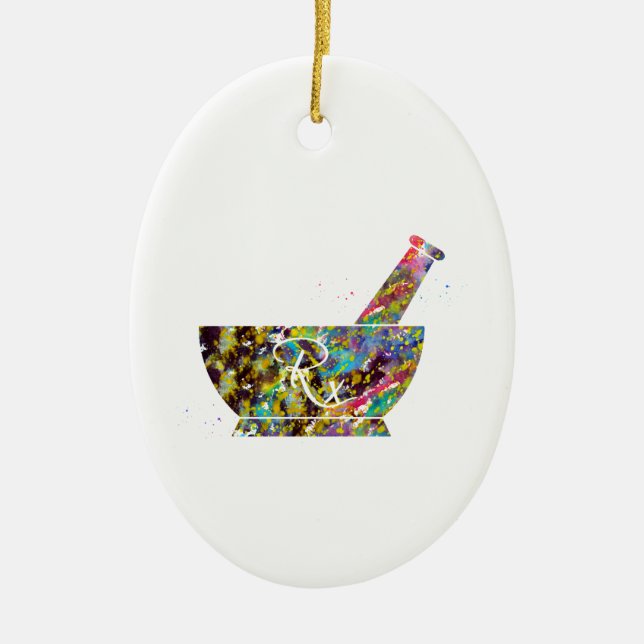 Pharmacist Pestle and Mortar Ceramic Ornament (Front)